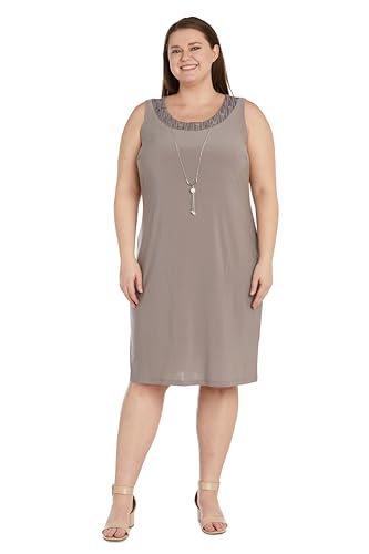 Image of R&M Richards Women's Sequin Lace Jacket & ITY Sheath with Necklace for Mother of the Bride, Cocktail Attire, Evening Wear