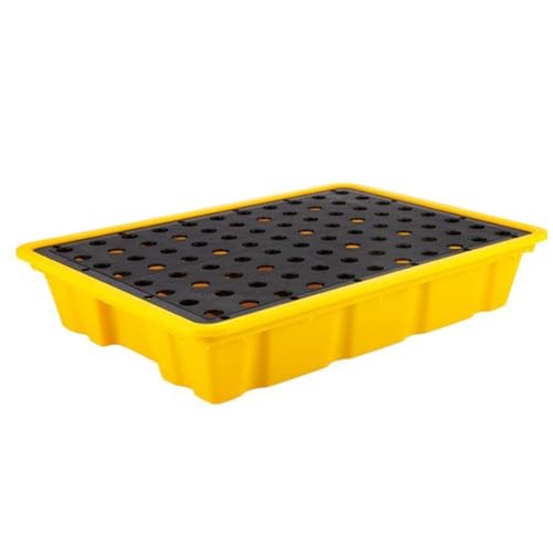 Pallet impilabile per il contenimento di fuoriuscite, vassoio in polietilene da 49x35,5 pollici con superficie antiscivolo, piattaforma resistente e a prova di perdite per fusti di olio e stoccaggio