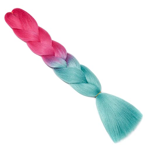 Gairyan Jumbo Braiding Hair Extensions 1pcs Ombre Jumbo Braids Hair Extensions for Braiding Synthetic Hair 1 Pack 24 inches 100g Box Braids Crochet Twist (Rose Red-Lake Blue) - Image 4