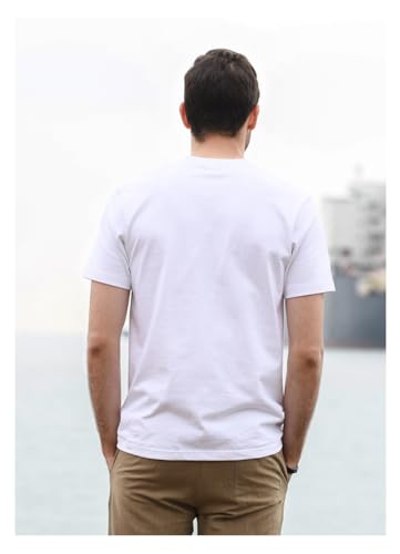 100% Cotton Men's Plain Short Sleeve Crew Neck T-Shirt, Regular Fit Casual T Shirt Tops, Basic Tees, Tshirt4