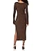 PAIGE womens Benita Long Sleeve Square Neckline Below the Knee in Brown Taupe Casual Dress, Brown Taupe, Large US
