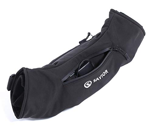 Savior Heated Hand Muff, Rechargeable Battery Electric Heating, Football Hand Warmer Pouch, Last 10 Hours (Black-2200mAh 2pcs)