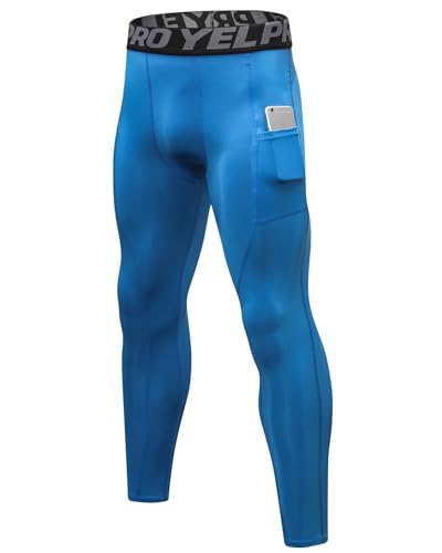 SPVISE Herren Kompressionshose Blau mit Tasche