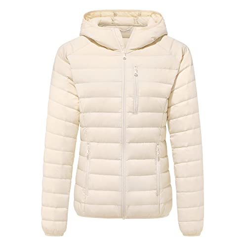Wantdo Women's Light Weight Puffer Jackets Packable Down Jacket (Beige, Small) #TOP9