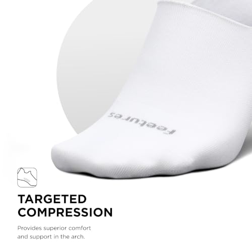 Image of Feetures Everyday Men's Ultra Light Invisble No Show Sock, White, XL