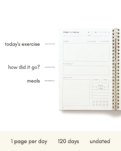 Kunitsa Co. Fitness Journal for Women - Track Workouts, Meals, and Weight Loss, Undated, Fits 120 Workouts, Dusty Blue, 6 x 8.5 Inches - Image 3