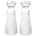 2 Set Grembiule Bambini e Cappello Cuoco, Bianchi Grembiule Cuoco Bambino, Regolabili Grembiuli da Chef Bambini, Grembiule da Forno Bambini, Grembiule Cucina Per Bambini con 2 Tasche Per Età 7-13 Anni