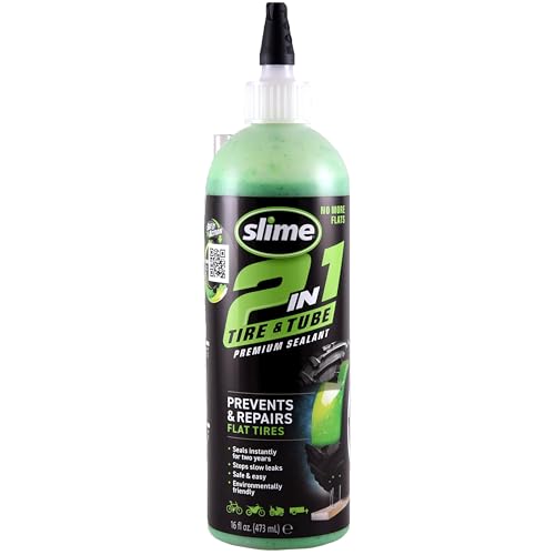 Slime 10193-51 2-in-1 Tyre & Tube Sealant Puncture Repair Sealant, Premium, Prevent and Repair, suitable for all off-highway Tyres and Tubes, Non-Toxic, Eco-Friendly, 455ml (16oz)