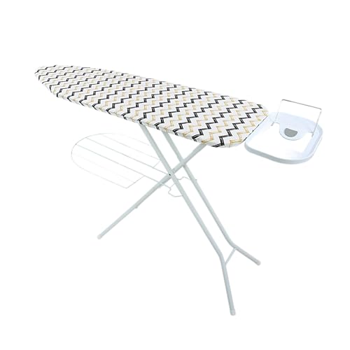 ROYALFORD 122 x 38 cm Ironing Board with Steam Iron Rest, Heat Resistant, Contemporary Lightweight Iron Board with Adjustable Height and Lock System