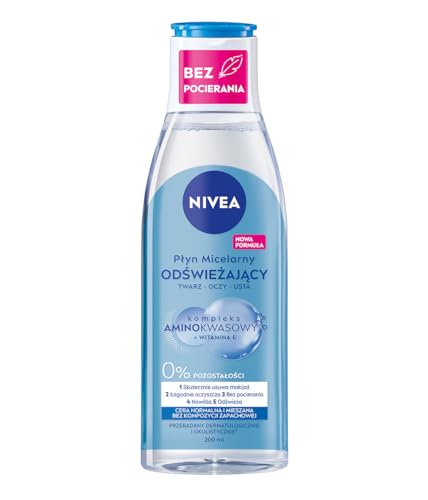 NIVEA Beruhigende Mizellarflüssigkeit mit Aminosäurekomplex und Vitamin E für normale und Mischhaut 200ml