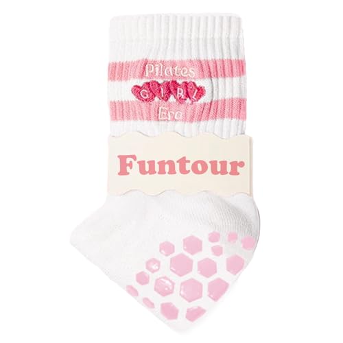 Image of Pilates Grip Yoga Socks For Women Barre Socks Cute Athletic Non Slip Sock | Soft cotton, breathable Non-slip grip sole Ruffle embroidery design For pilates barre yoga Cute women's gift