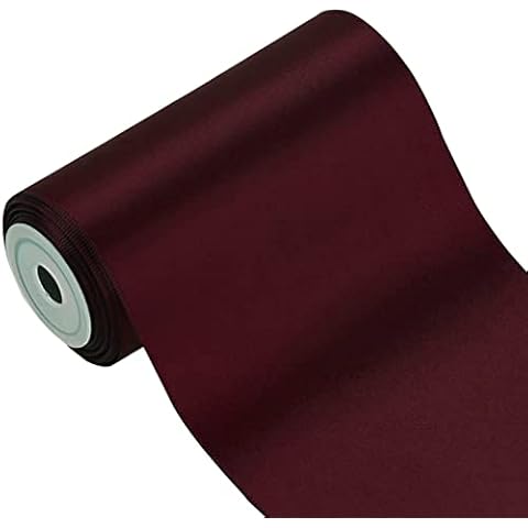 LaRibbons 100mm Wide Solid Color Double Face Satin Ribbon - 4.5m/spool (277 - Burgundy) Cover