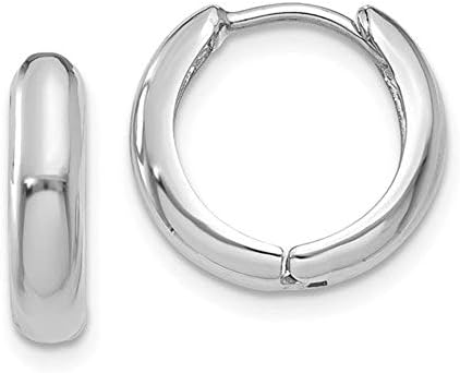Tiny 14k White Gold Huggie Hinged Hoop Earrings, 0.5 In (12mm) (3mm Thick)