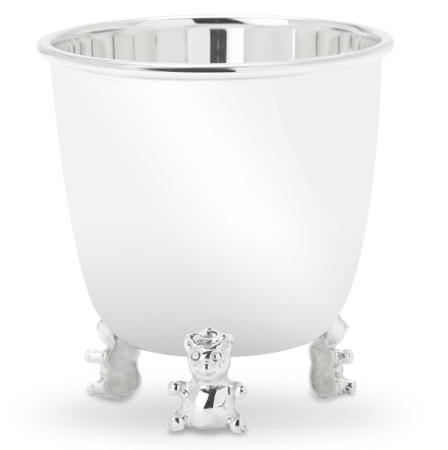 Krysaliis Sterling Silver Teddy Cup - Elegant Engravable Personalized Non-tarnishing Cup Keepsake Gift - Packaged in a Premium Gift Box