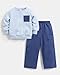 Renotemy Toddler Boys Clothes Size 6 7 Fall Warm Winter Outfits Boy Sweatsuit 2PC Fashion Blue Knit Pullover Sweatshirts Cargo Pants Set Cozy Sweater Clothes Kids Clothing for Boy 6-7 Years
