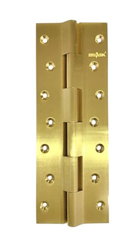 Image of BRASK Brass Railway Hinges 8 inch x 1.1 /4 inch x 5 /32 (200 mm x 32 mm x 4 mm) Heavy Duty Brass Door Hinges (Golden Satin, 1)