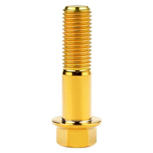 Image of Titanium Bolt M12 30 35 40 45 50 55 60 65 70 75 80 85 90mm Hex Small Flange Head for Motorcycle Car Modification Pack of 4 (M12x45mm Pitch 1.5, Gold)