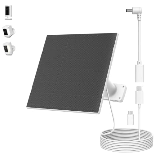 Image of HQST 5W 5V Solar Panel for Ring Camera,IP65,Compatible with Ring Stick Up Cam, Spotlight Plus /Pro Cam, 9.4ft USB-C Cable, Micro USB Adapter
