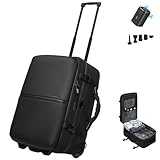 MEGABACK Vacuum Travel Backpack with Wheels, Expandable Carry On Luggage, Luggage Vacuum Bags with Pump, Weight Handle, USB Charging Port, Waterproof