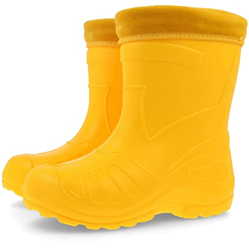 Gordano EVA Light Kids Girls Wellington Boots Rainy Snow Wellies flace linners 5 UK Toddler to 2 UK Junior (Yellow, uk_footwear_size_system, little_kid, numeric, medium, numeric_5)