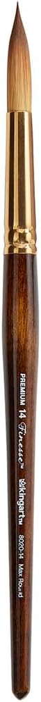 KINGART Finesse Premium 8020 Ultra Round Series, Watercolor Artist Brushes, Synthetic Kolinsky Sable Blend, Size 18