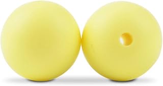 OKCELL Cuentas de silicona de 15 mm y 20 piezas para hacer collares, pulseras, llaveros, color amarillo crema