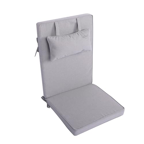 LILENO HOME Cuscino per sedia da giardino con cuscino [set da 1 – sedia con schienale alto] in argento – cuscini per sedie da giardino e sedie pieghevoli Dub