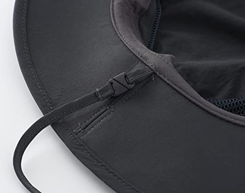 Home Prefer Upf50+ Mens Sun Hat Wide Brim Fishing Hat Sun Protection Hat Light Weight Portable Cowboy Beach Bucket Hat Dark Grey #TOP7