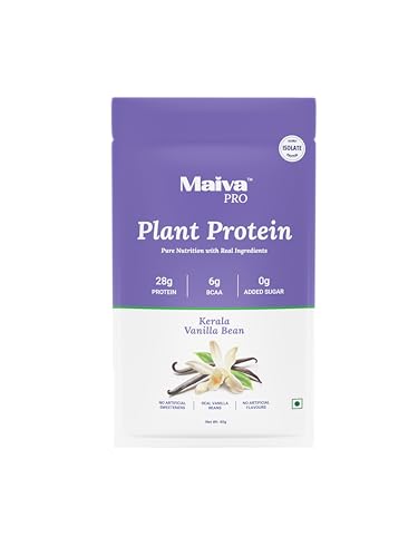 Image of Maiva Pro | Plant Protein Isolate - Kerala Vanilla Bean - 40gm (Pack of 5) | 28g Protein, 6g BCAA | Essential Amino Acids | Gut Friendly, Easy to Digest | Real Dates | Vegan, Dairy Free, No Preservatives