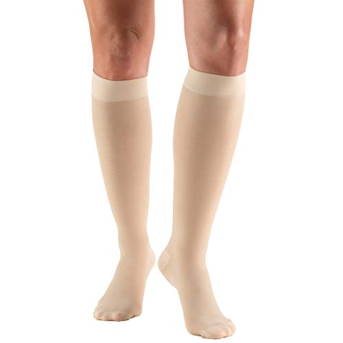 Image of Truform Sheer Compression Stockings, 30-40 mmHg, Women's Knee High Length, 30 Denier, Nude, X-Large