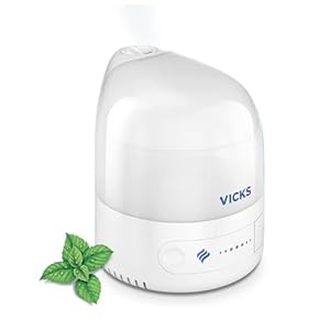 Vicks Personal Cool Mist Ultrasonic Humidifier - Small, Easy to Use, Quiet - Constant Mist Output - Home Use, Bedroom, Office, Nursery - Essential Oil VapoPad Included - Up to 5h for 10m2 - VUL510