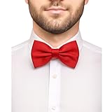 trilece Bow Ties for Men - Men's Solid Pre-tied Clip on Bowties for Formal Wear - Adjustable Bow Tie - Bow ties for Woman (Red)