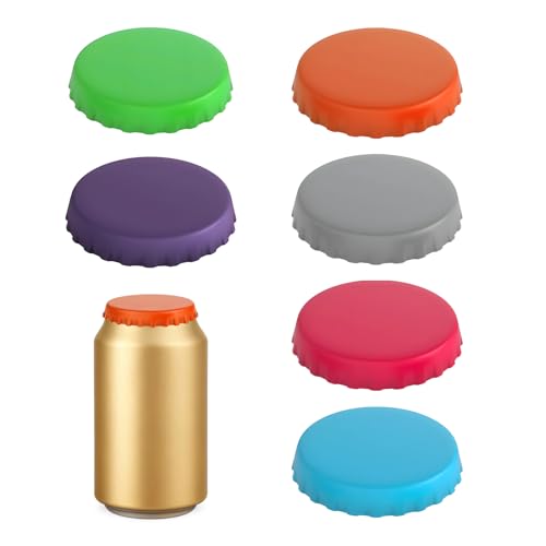 Soda Can Lids – 6 Pack Reusable Silicone Can Covers, Pop Can Lids Fits Standard Cans, Soda Can