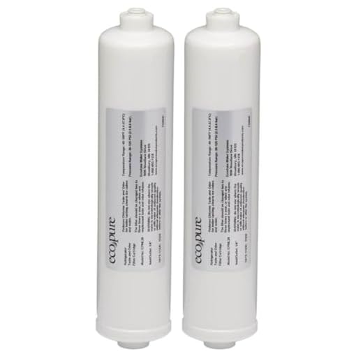 EcoPure EPINL40 Deluxe In-Line Refrigerator Water and Icemaker Filter - Universal, Fits All Major Brand Refrigerators - High Capacity - Built to Last, White (Pack of 2)