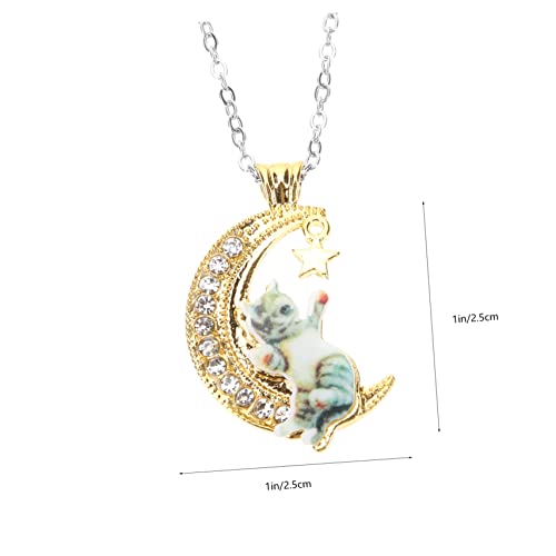 SOIMISS Colar De Gato Crescente Menina Pingente De Cristal Elegante Colar Combinando Colares Para Mu