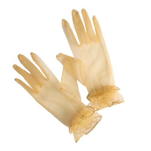 Lace Mesh Gloves for Women Tea Party Accessories Formal Short Sheer Tulle Costume Gloves for Wedding Opera Halloween