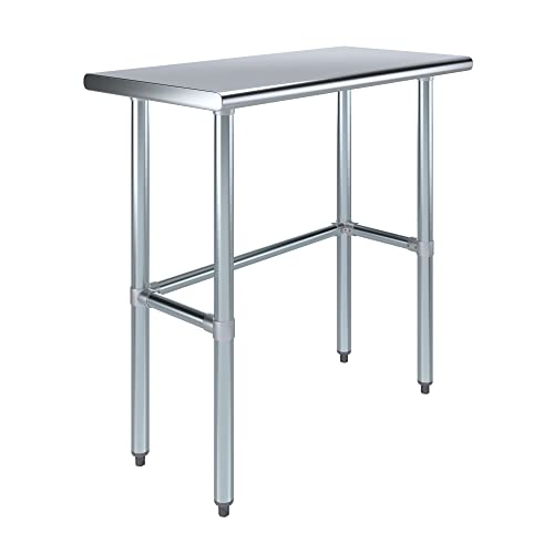 Image of AmGood Stainless Steel Work Table Open Base | Metal Work Bench (Stainless Steel Table Open Base, 36 inch Long x 18 inch Deep)