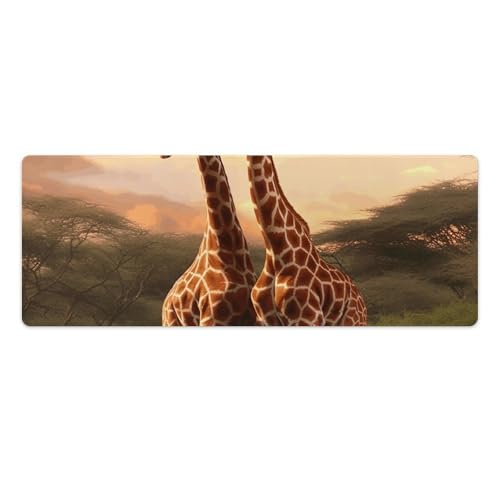 Tapis de souris de jeu couple girafe étanche pour bureau à la maison
