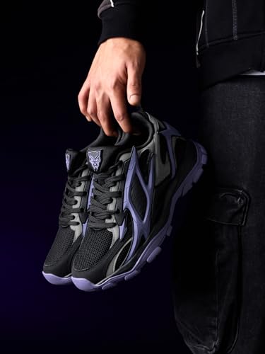 Image of The Souled Store Official Black Panther: Wakanda Forever Mens and Boys Regular fit Graphic Printed Multicolored Men Low Top Sneakers