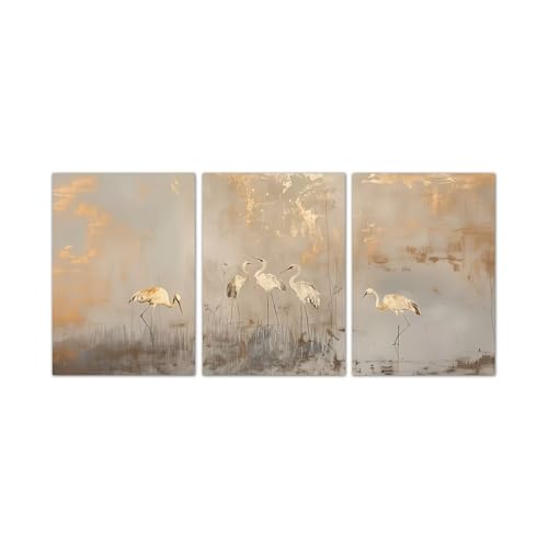 Affiches grue japonaise pour habiller un grand mur vide triptyque de toile abstraite 50x70