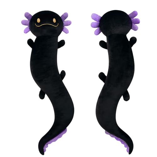 Dalmao 120cm Riesen Axolotl Plüsch Gefülltes Tier, Große Schwarze Axolotl -Kissen -Kissenspielzeug im Dunklen, Riesigen Schlaftkissen für Kinder, Geburtstag, Ostern