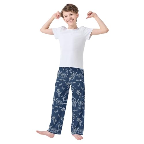 Surfer Tree Flamingo Waves Boys Pants for Kids Jogger Pants with Pockets S-XL2