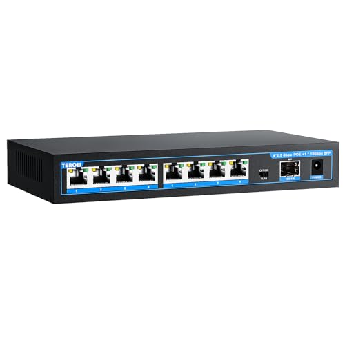Image of PoE+ Ethernet Switch,IEEE802.3af /at, Up to 30W,Base-T,Desktop /Wall Mount, for AP & IP Cameras,Home,Gaming,Office,Plug & Play | Shielded Ports | Fanless Quiet,2.5 Gigabit 9 Port,120W,60Gbps