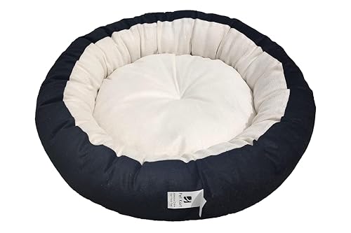 Image of Small Size Dog Bed for Small Size Dogs, Puppies, Kitten and cat Bed Velvet Fabric Dual Color Black-Cream Anti Skid Bottom Washable Export Quality Pet Bed