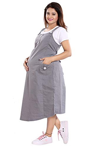 Image of MAMMA'S MATERNITY Women's Cotton Maternity /Pregnancy /Easy Breastfeeding /Feeding /Western Dress with Zippers for Nursing Pre and Post Pregnancy