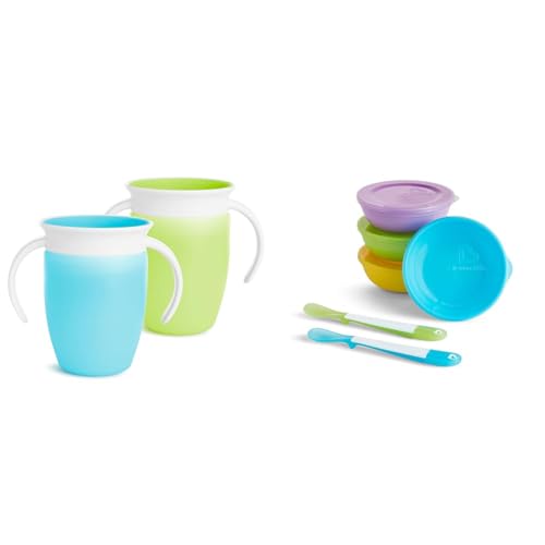 Munchkin Miracle 360 Trainer Sippy Cup 2 Pack with Love-a-Bowls 10 Piece Baby Feeding Set image 2