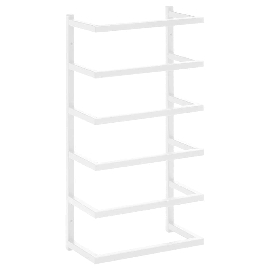 Vidaxl White Towel Rack Bathroom Accessories Washroom Laundry Room Modern Hanging Wall Storage Rack Towel Hanger Holder Organiser Steel