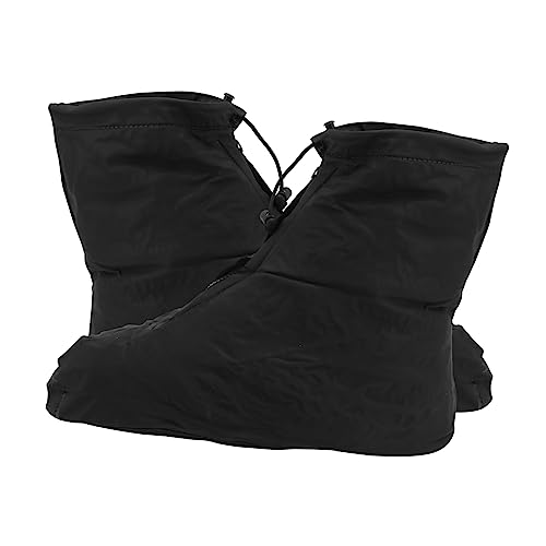 OSOLADY 1Pair Cycling Shoe Covers Cool All Match Zippered Overshoes for Men and Women Non Slip Wear Resistant for Rainy Outdoor Riding Black