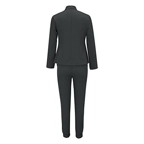 Stylish Dark Gray Women's 2 Piece Pants Suit Set - Perfect for Business Casual Elegance - Image 5