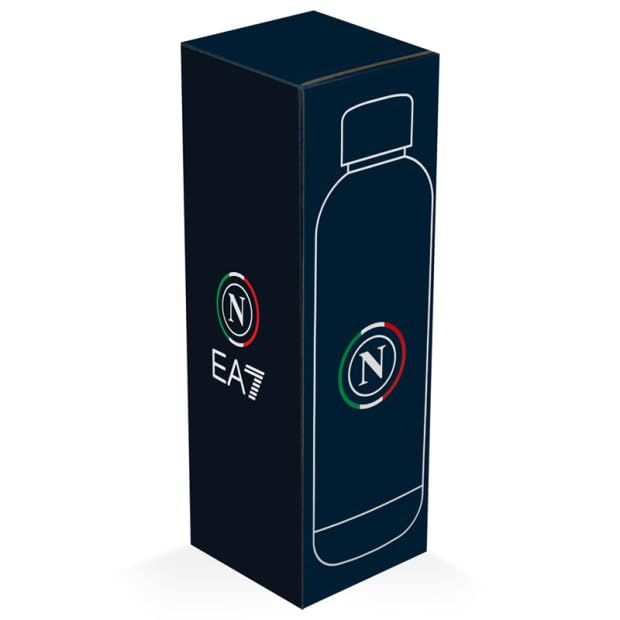 SSC NAPOLI Borraccia Termica Campioni, EA7, Blu, Prodotto Ufficiale